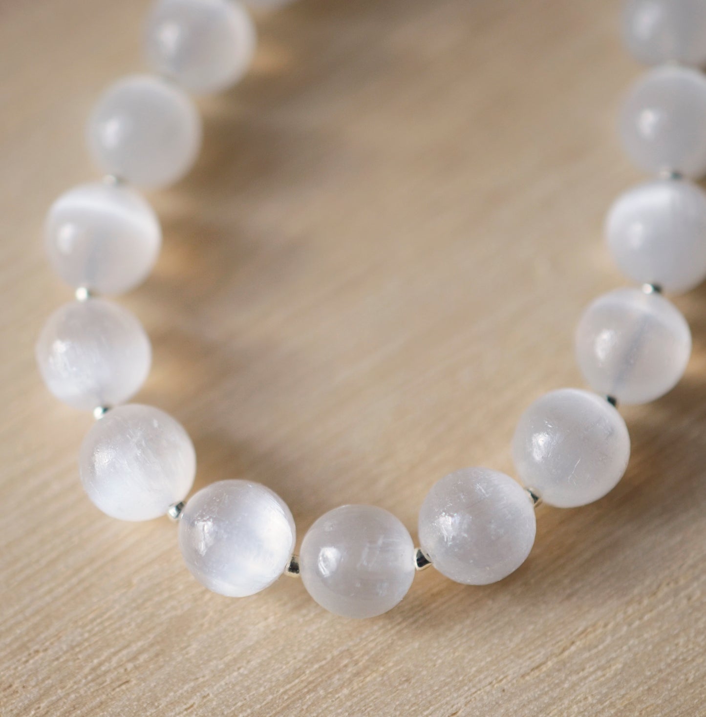 Natural Selenite Bracelet, Sterling Silver or Gold Filled