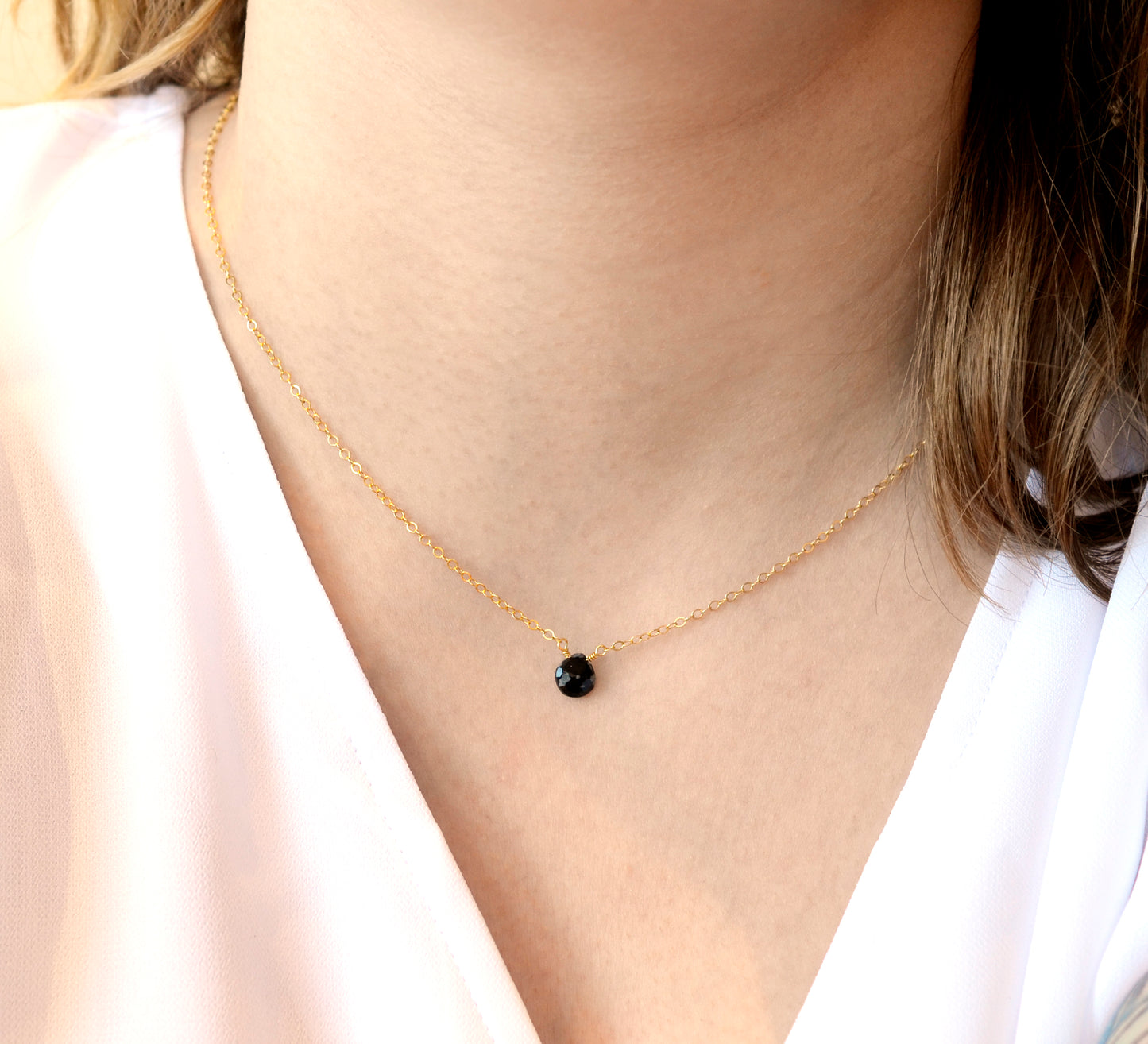 Natural Snowflake Obsidian Necklace Gold, Modeled