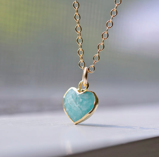 Amazonite Heart Pendant in 14k Gold Filled