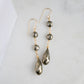Handmade natural pyrite fools gold long dangle earrings in gold. 