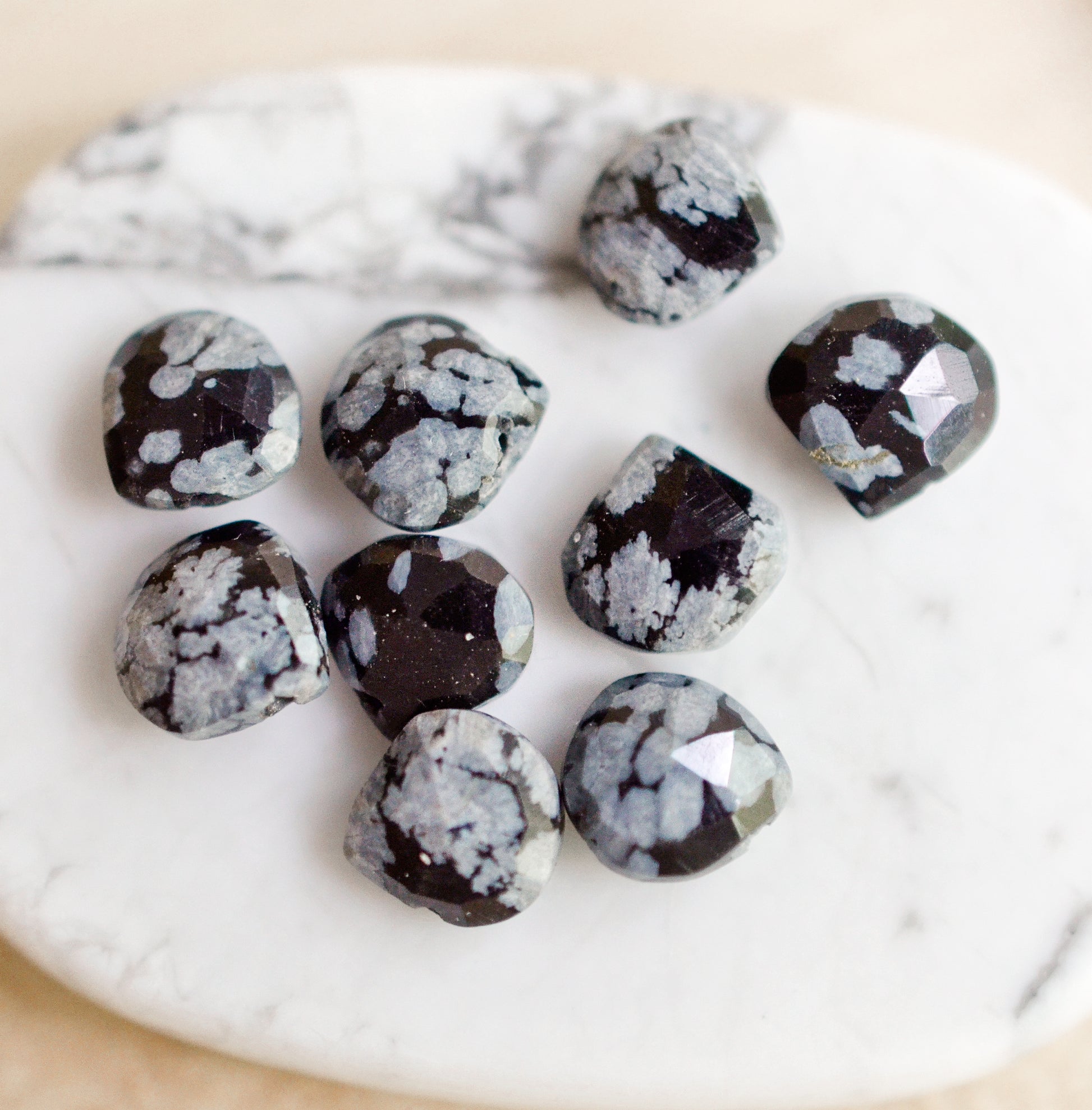 Genuine tiny snowflake obsidian necklace stone options.