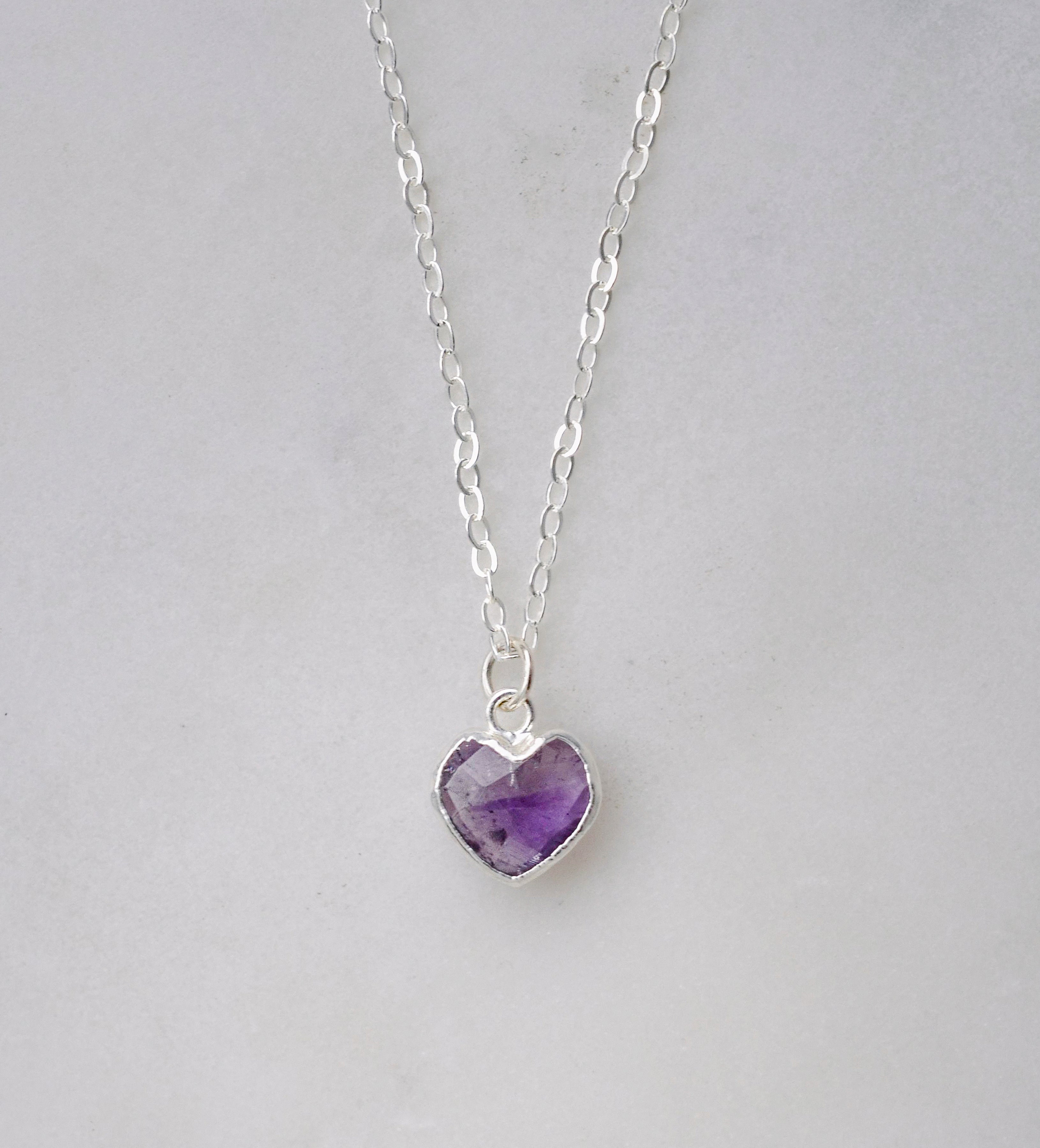 Forever In Your Heart Womens Sterling Silver Pendant Necklace Featuring An  Angel Wing Design Adorned With A Heart-Shaped Lilac Amethyst Center Stone