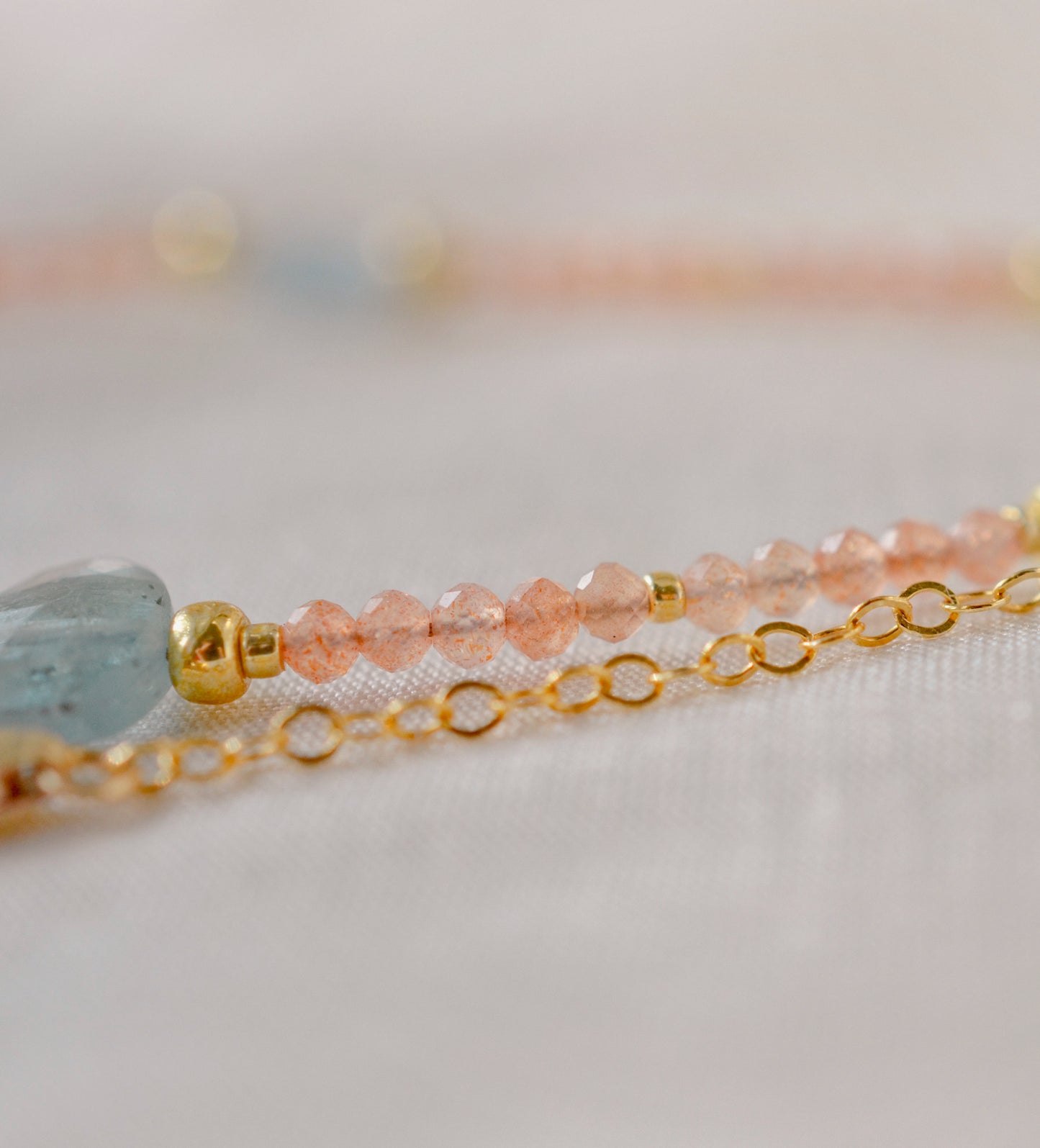 Kyanite and Sunstone Beaded Necklace