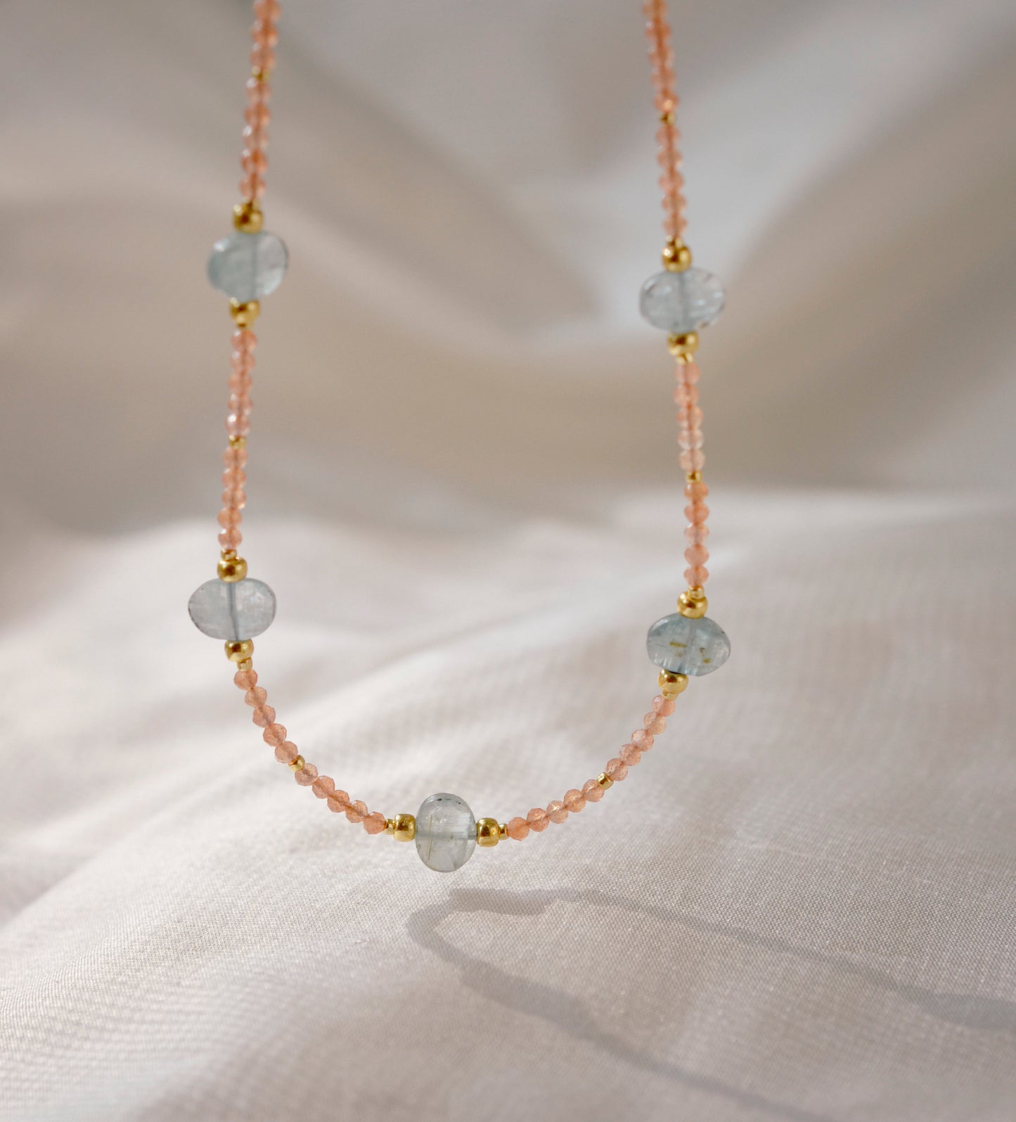 Kyanite and Sunstone Beaded Necklace