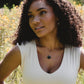 Black Onyx Circle Pendant, Handmade Onyx Necklace, Sterling Silver, 14k Gold Filled - Modeled Image