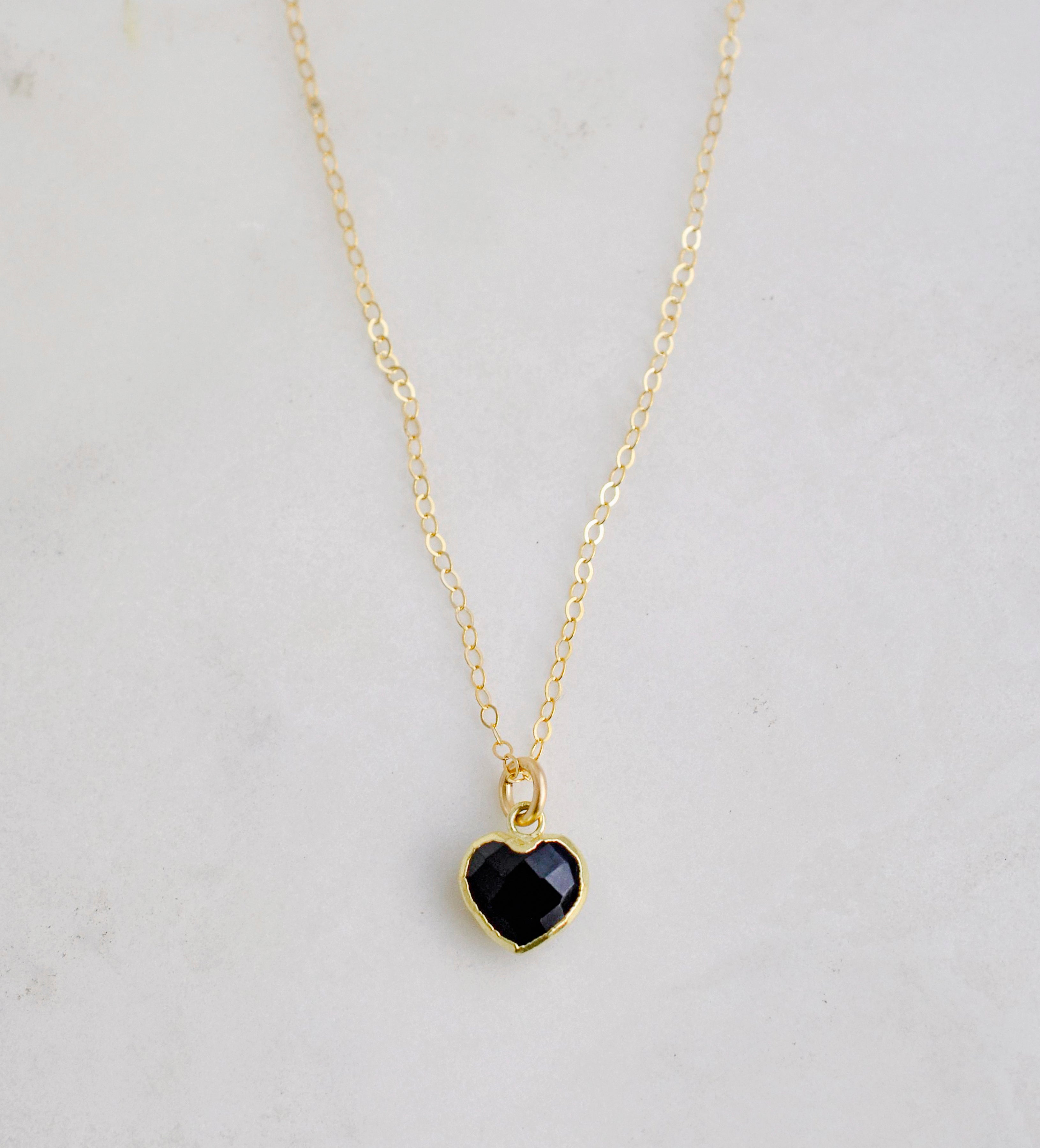 Black Onyx Beveled Charm / Pendant 8x10 Heart store Set In 14k Solid Gold...