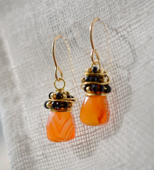 Carnelian and Onyx Earrings