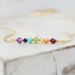 Rainbow Crystal Chakra Necklace, Handmade by GEMNIA. Stone chakra pendant on gold or silver chain. 
