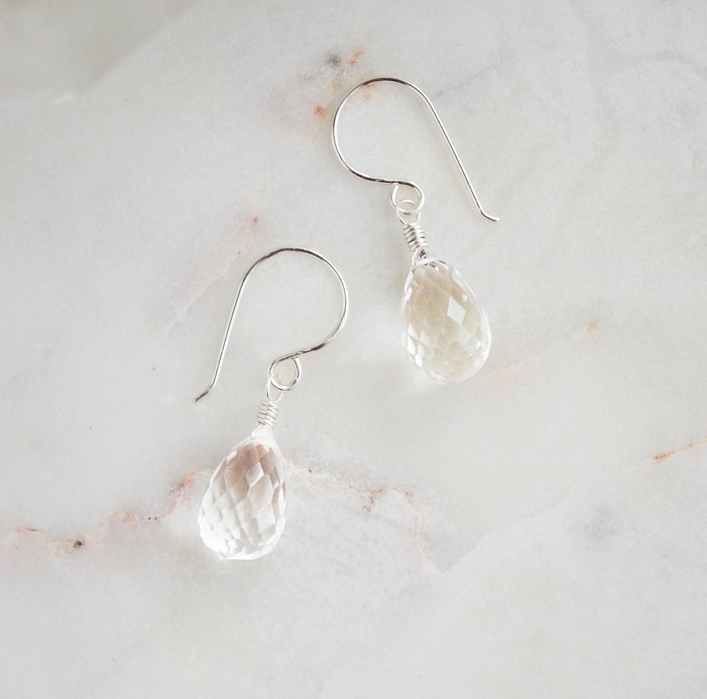 Natural Crystal Quartz Dangle Earrings