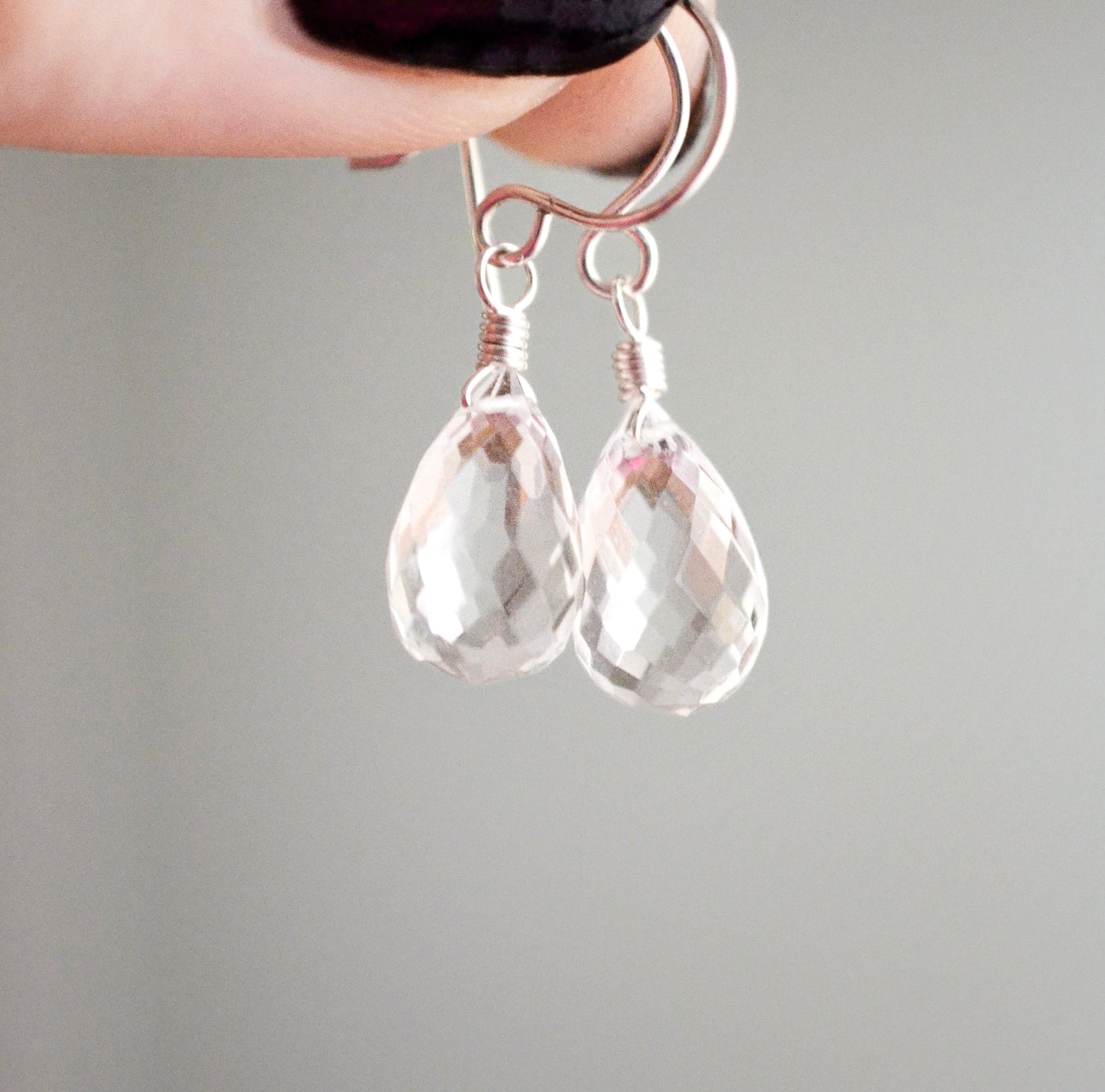 Natural Crystal Quartz Dangle Earrings