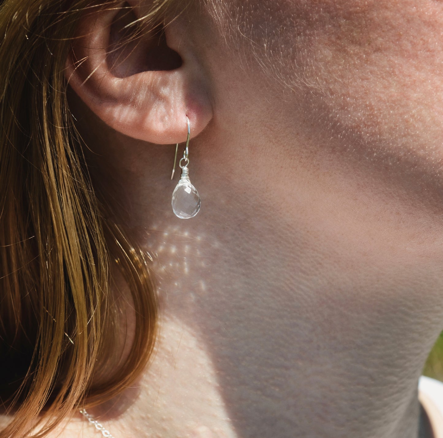 Natural Crystal Quartz Dangle Earrings