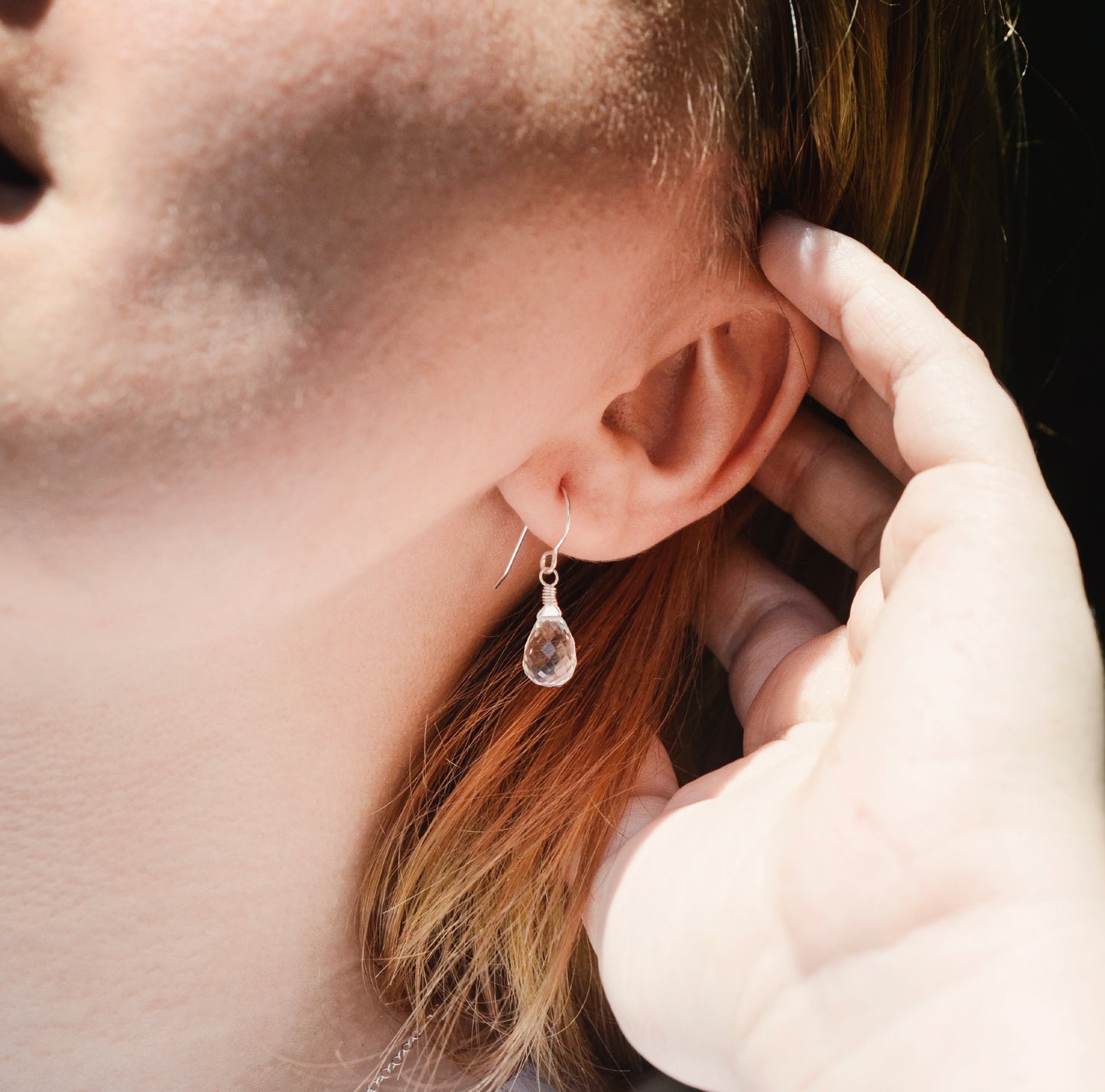 Natural Crystal Quartz Dangle Earrings