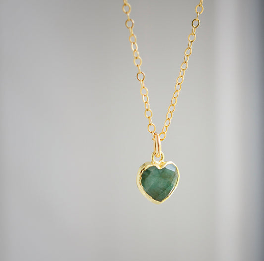 Emerald Heart Pendant in 14k Gold Filled