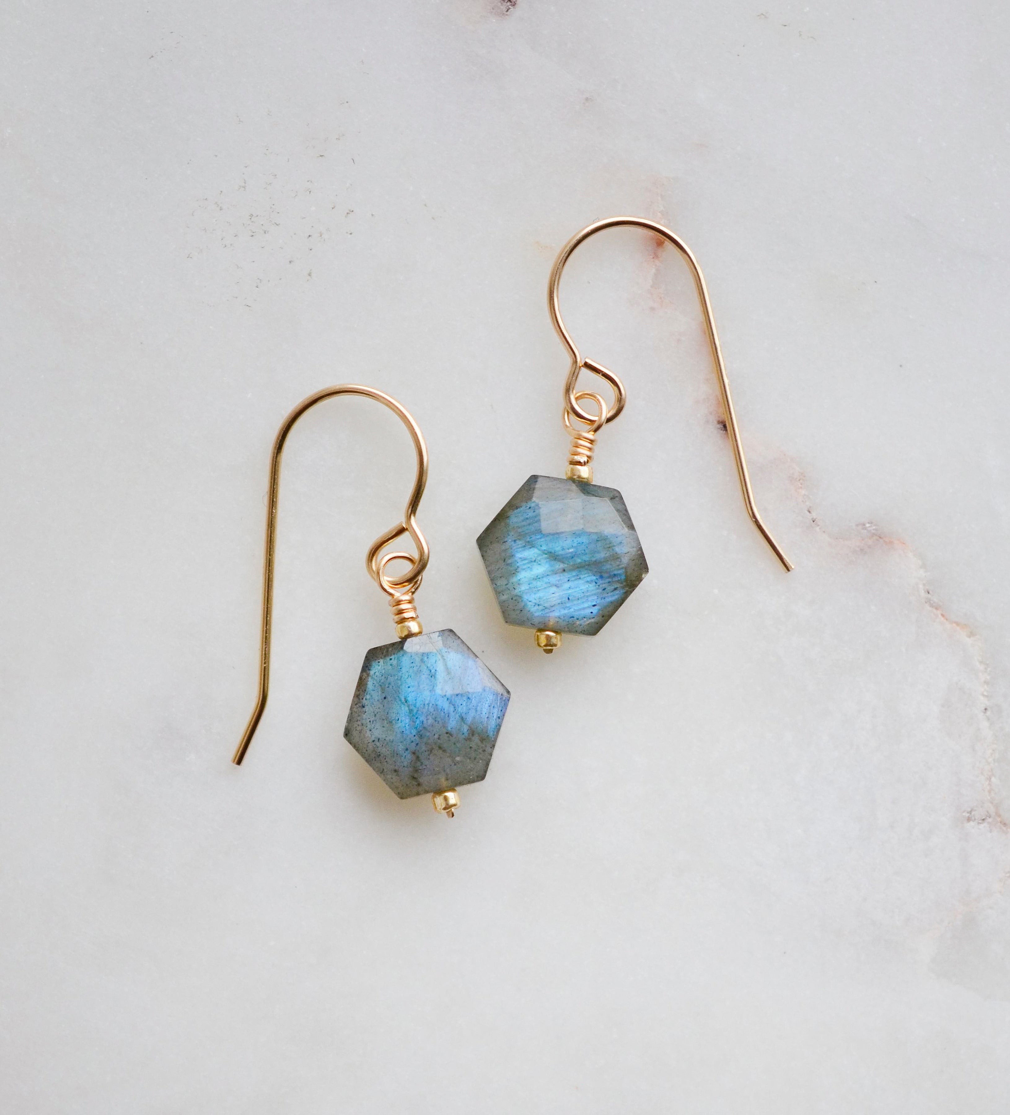 Aquamarine high quality bead gemstone earrings in 14k gold filled, Gemstone earrings