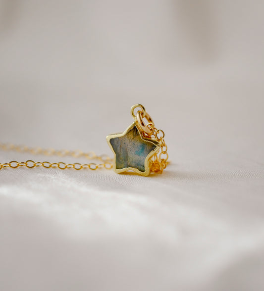 Labradorite Star Necklace, Gold or Sterling Silver