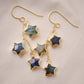 Three labradorite star shaped gemstones hang from each earring. Shown in gold filled. 