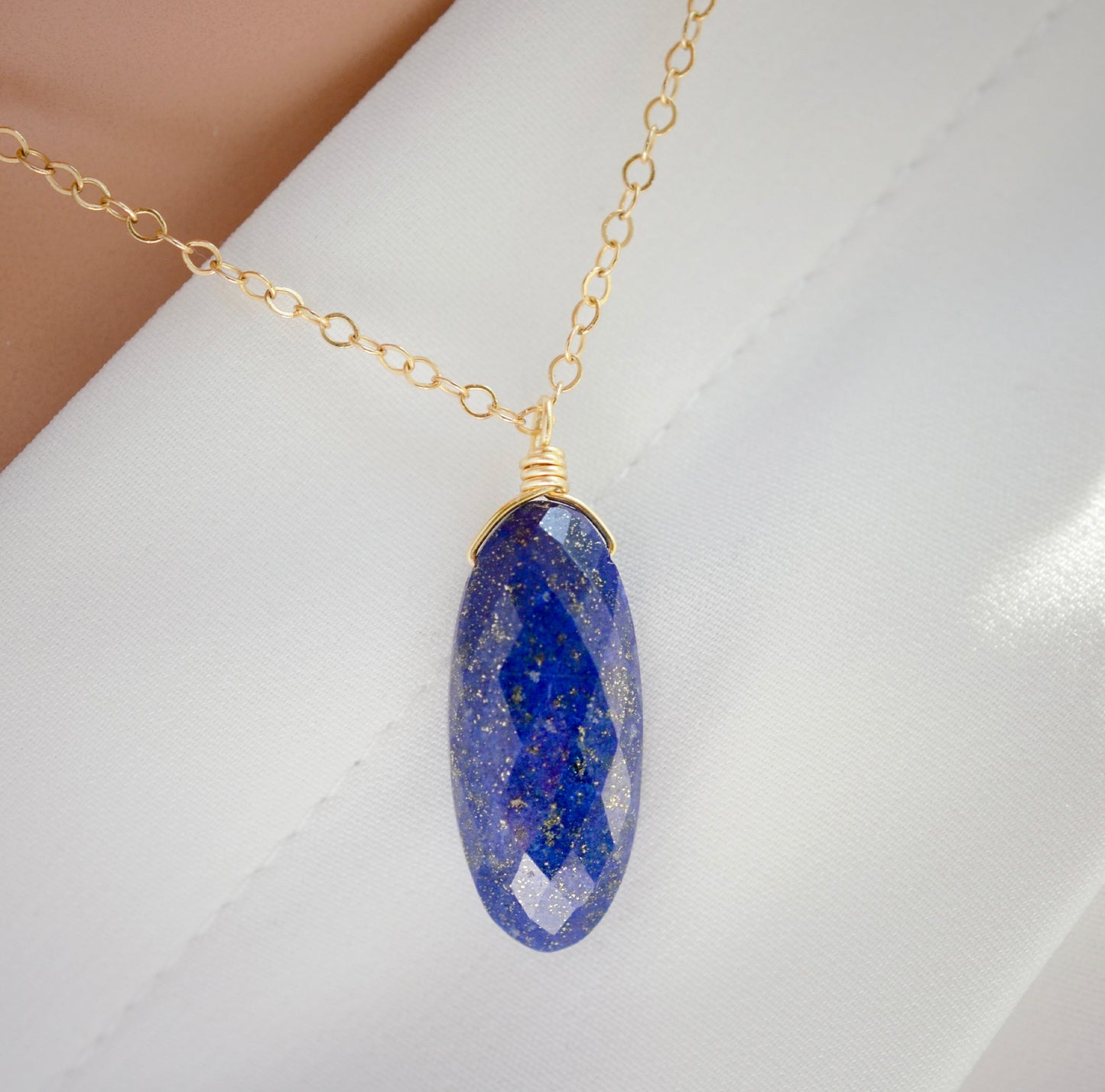 Lapis Lazuli Faceted Oval Necklace