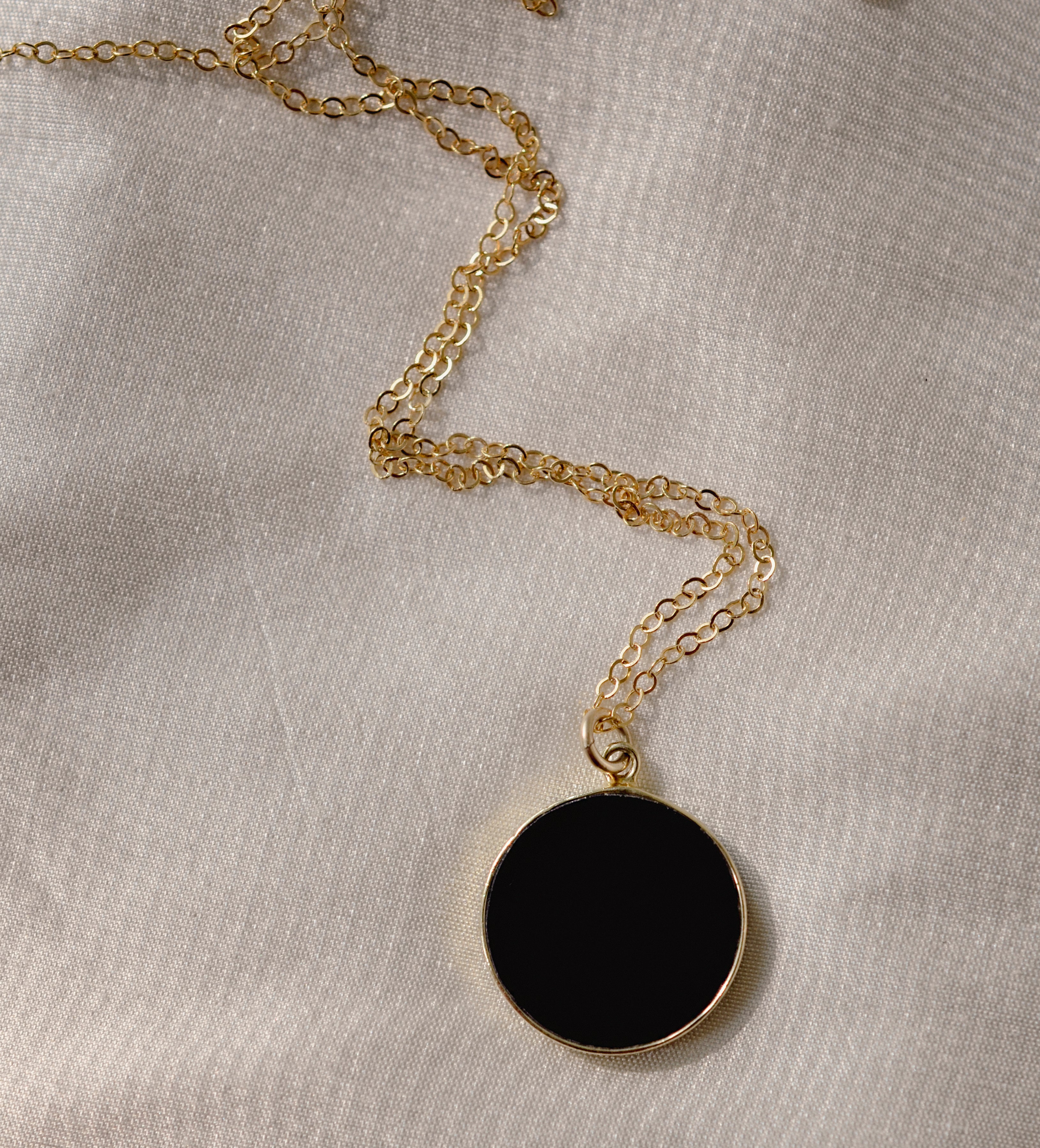 Textile necklace, Gold necklace, Knitted pendant, Crochet necklace, Onyx chain, Black 2024 Onyx jewelry, Wool pendant, Gold Onyx, Round pendant