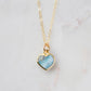 Genuine, real, blue Larimar stone heart necklace. The stone is bezeled in gold and set on a 14k gold filled cable chain. This pendant is a great romantic gift for wife, girlfriend, or valentine's day.