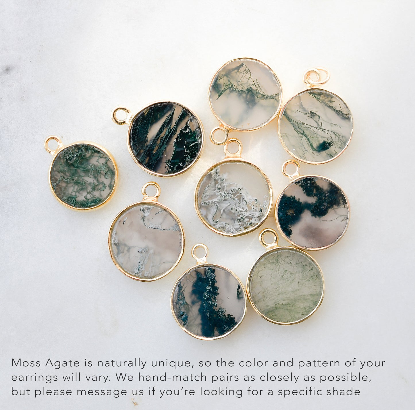 Moss Agate Minimalist Earrings