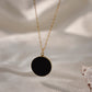 Black Onyx Circle Pendant, Handmade Onyx Necklace, Sterling Silver, 14k Gold Filled