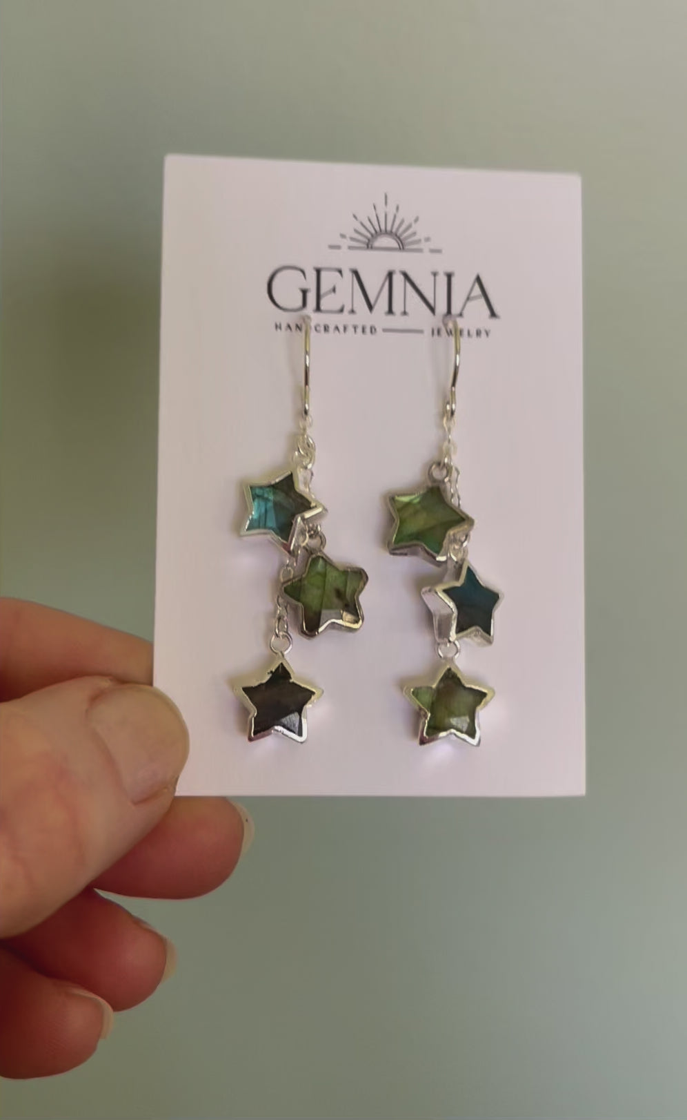 Video of the sterling silver version of the stargazer labradorite earrings. 