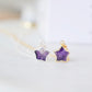 Handmade real purple amethyst stone star pendant set on a 14k gold filled or sterling silver chain. 