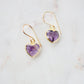 Amethyst Heart Earrings