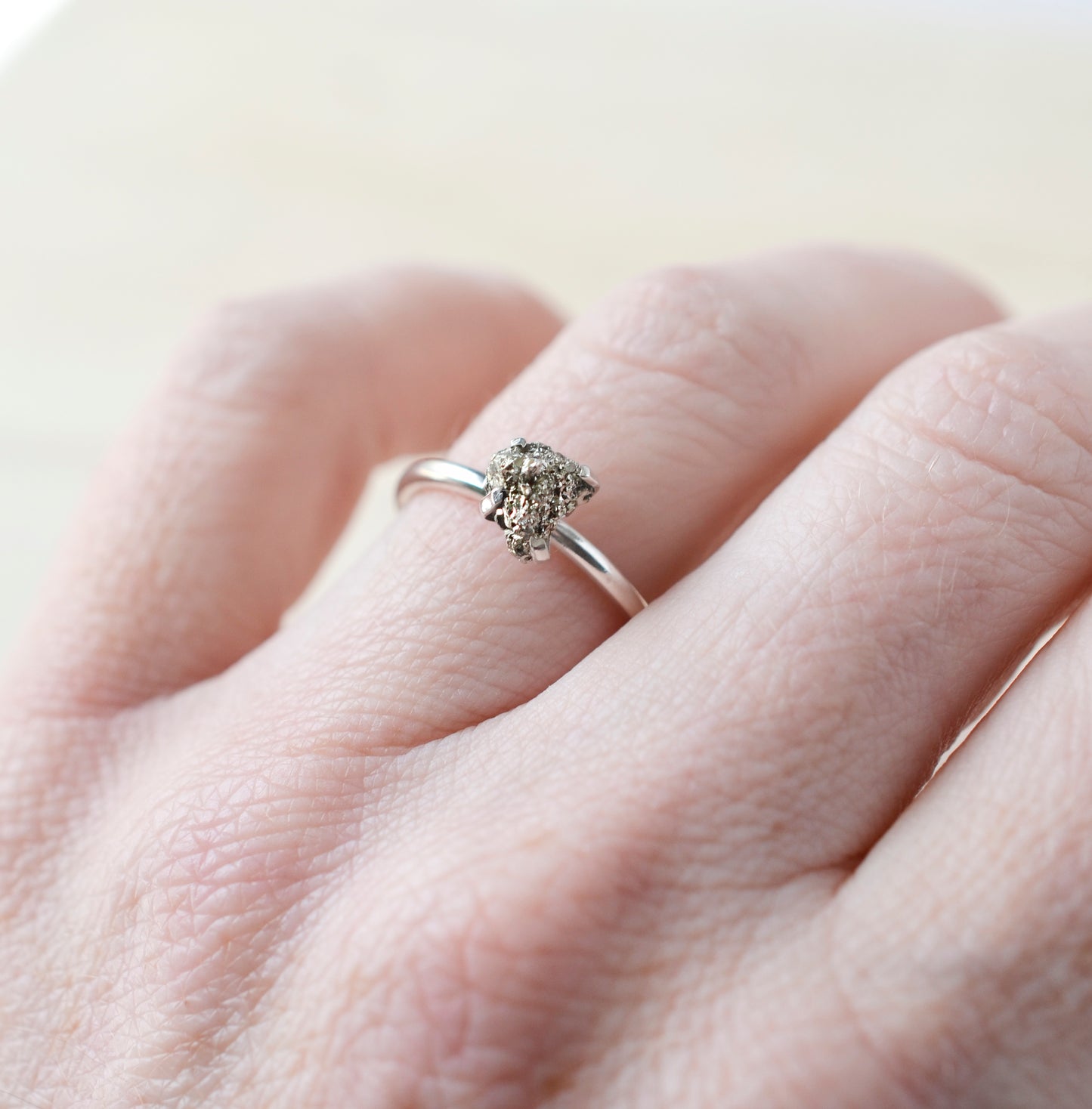 Raw Pyrite Cluster Ring in Sterling Silver