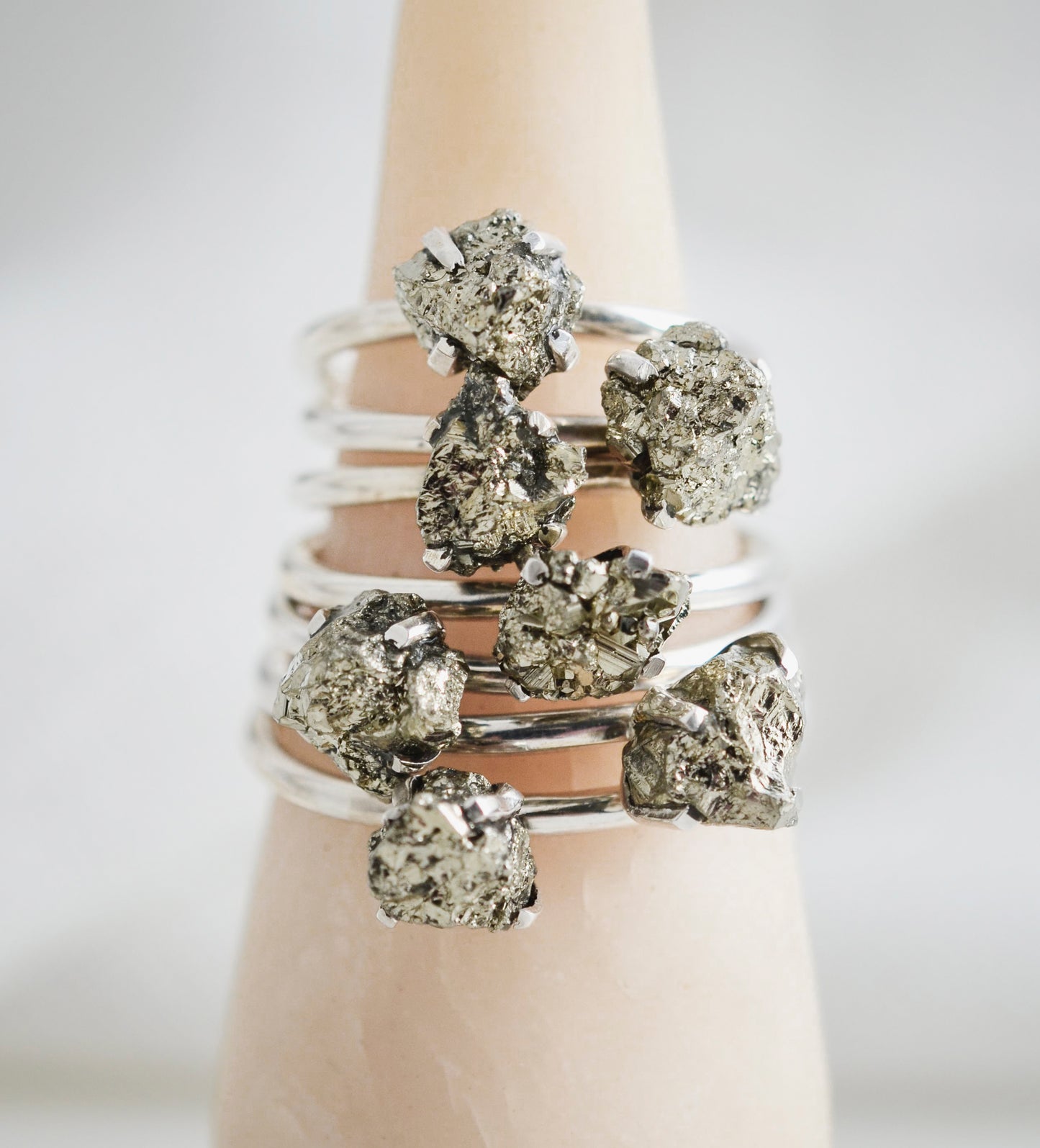 Raw Pyrite Cluster Ring in Sterling Silver