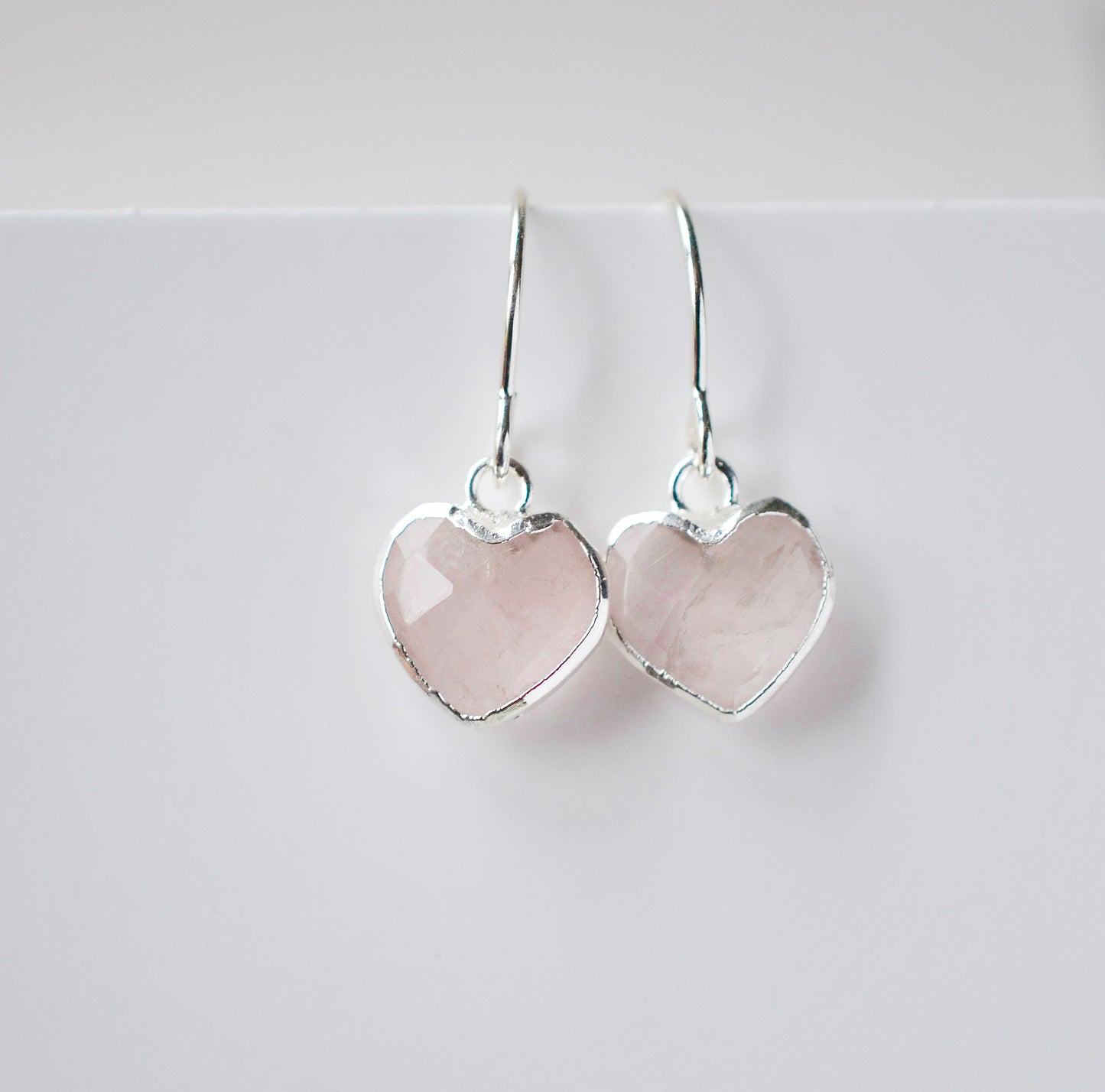 Rose Quartz Heart Earrings