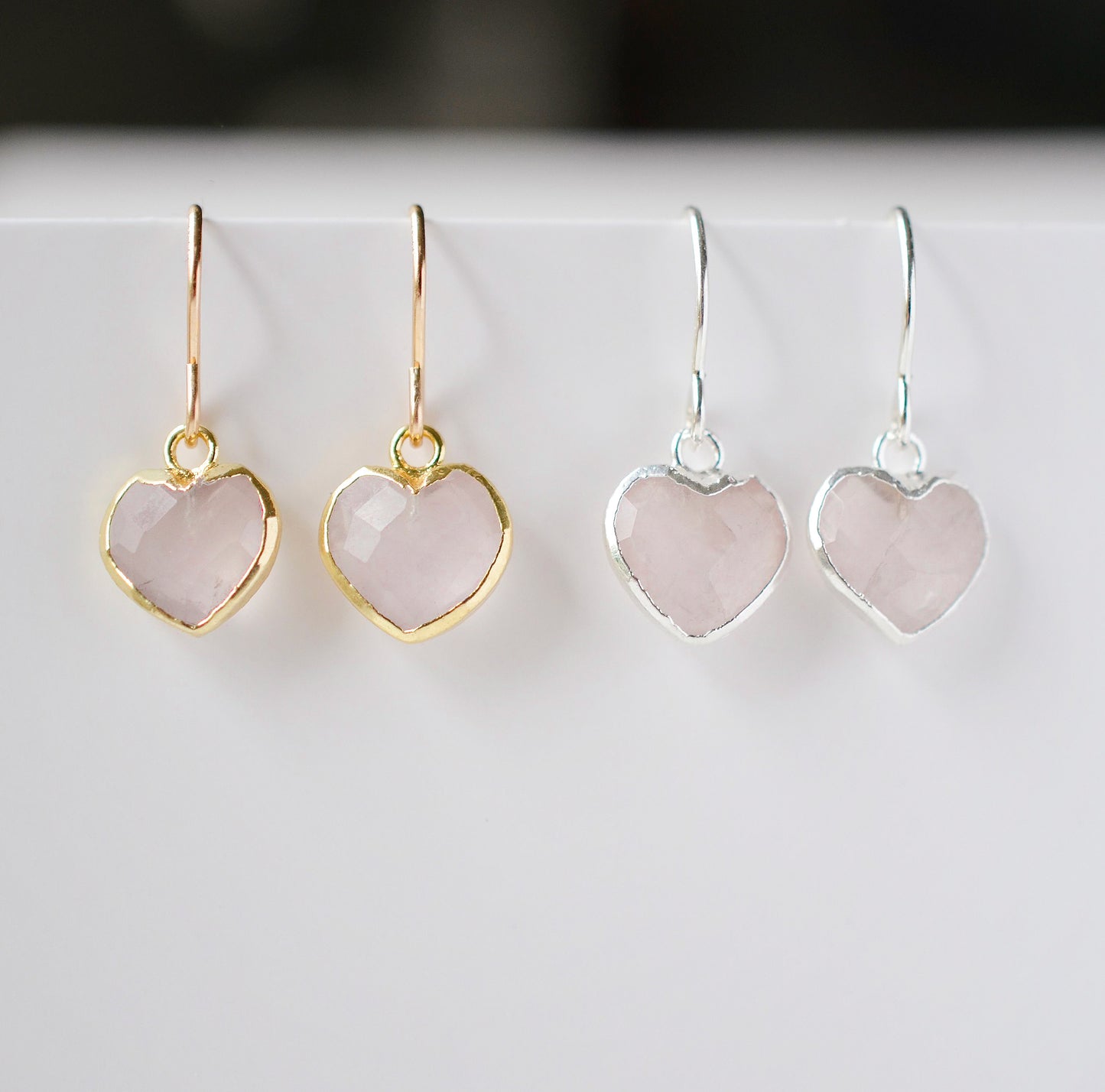 Rose Quartz Heart Earrings