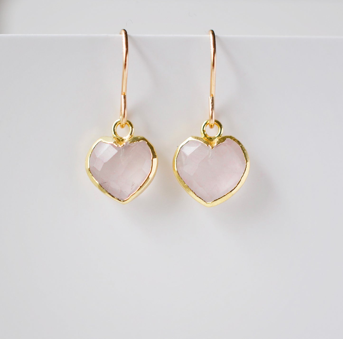 Rose Quartz Heart Earrings