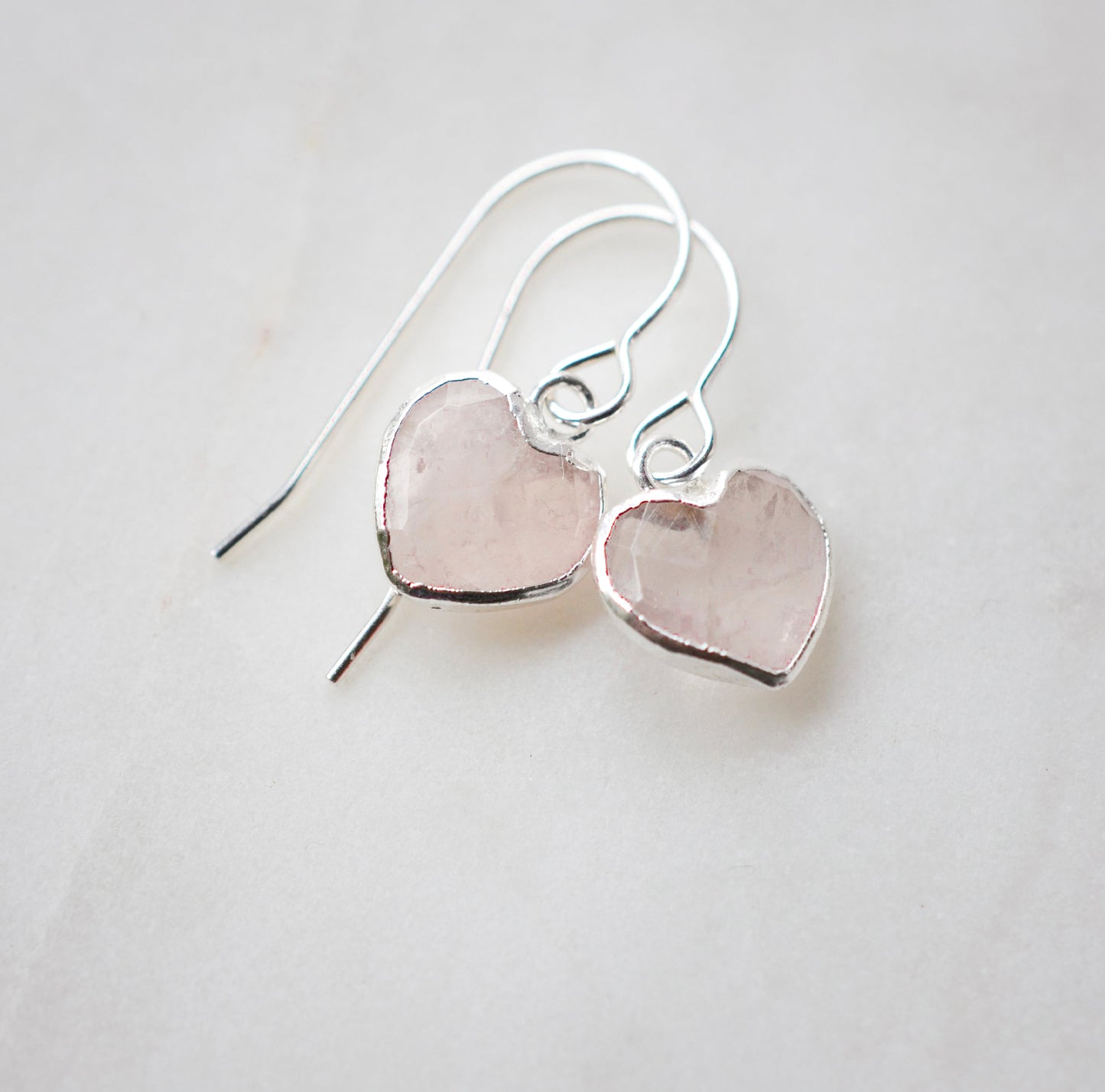 Rose Quartz Heart Earrings