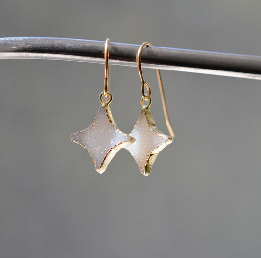 North Star Earrings - Quartz Druzy