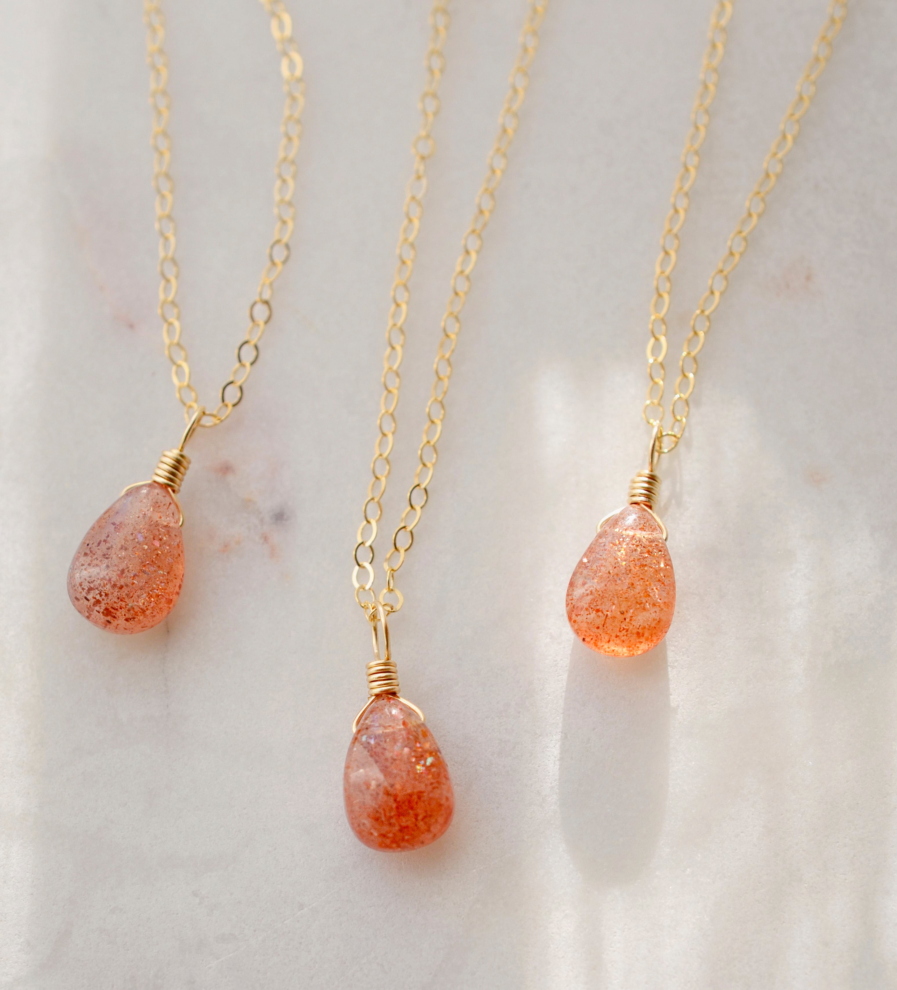 2024 Sunstone Teardrop Pendant Necklace