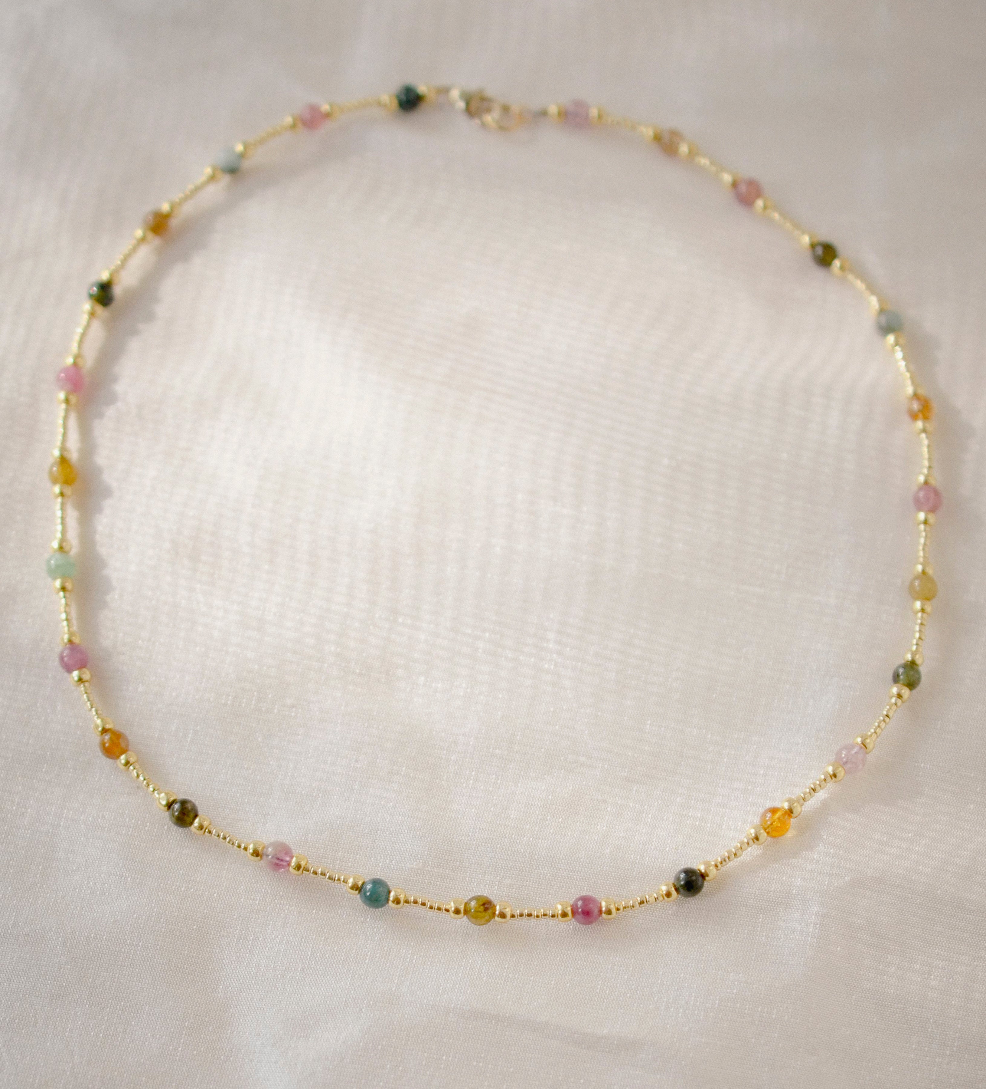 Tourmaline Necklace Tourmaline Beads 2024 Necklace With Gold Plated Brass