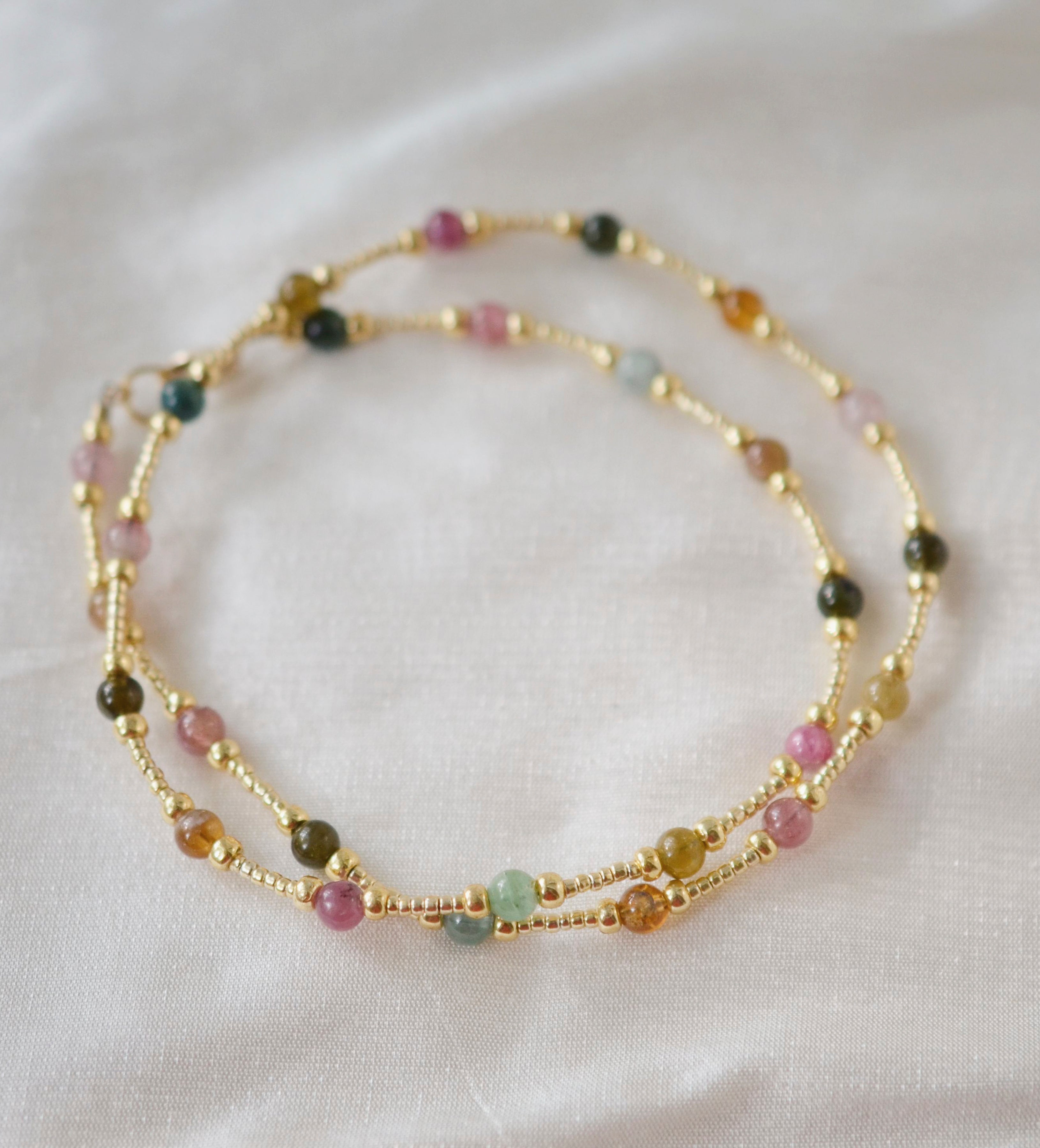 Tourmaline Necklace Tourmaline fashion Beads Necklace With Gold Plated Brass