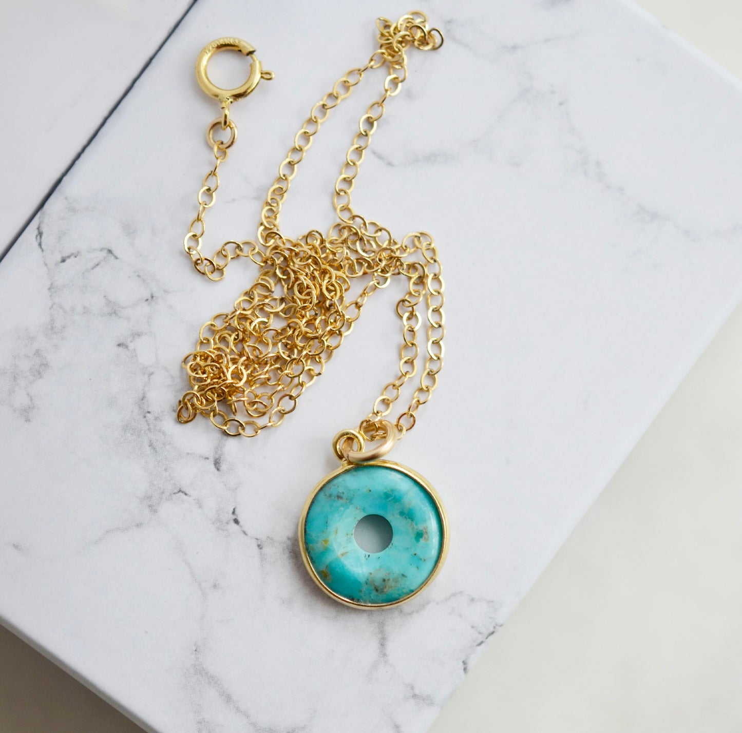 Turquoise Circle Donut Necklace