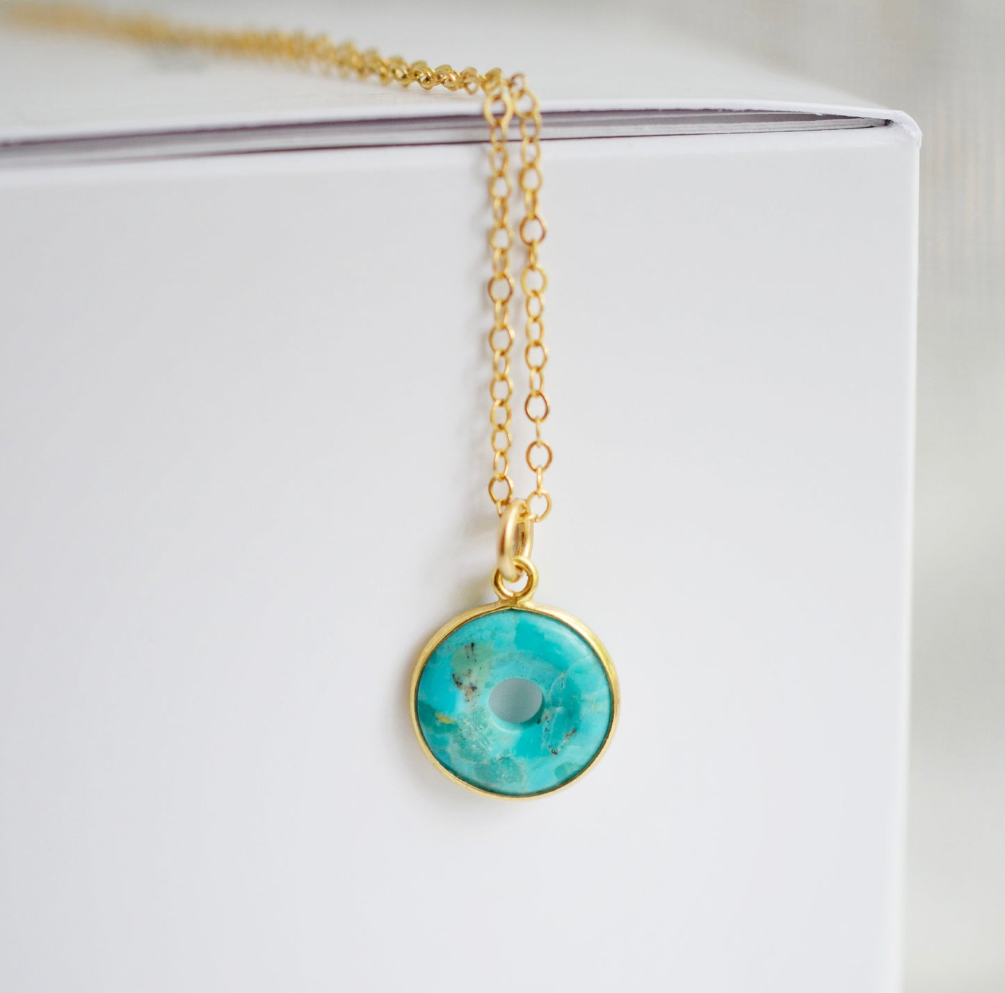 Turquoise Circle Donut Necklace