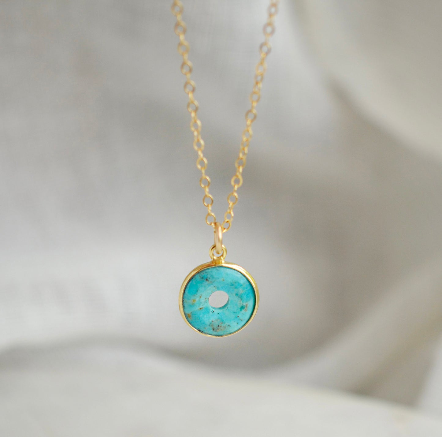 Turquoise Circle Donut Necklace