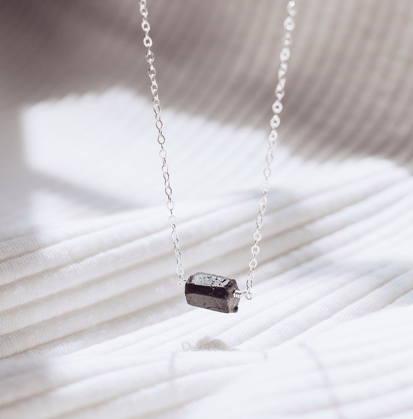 Raw Black Tourmaline Necklace, Sterling Silver, 14k Gold Filled, Black Tourmaline Necklace, Schorl Pendant, Protection Necklace, For Women