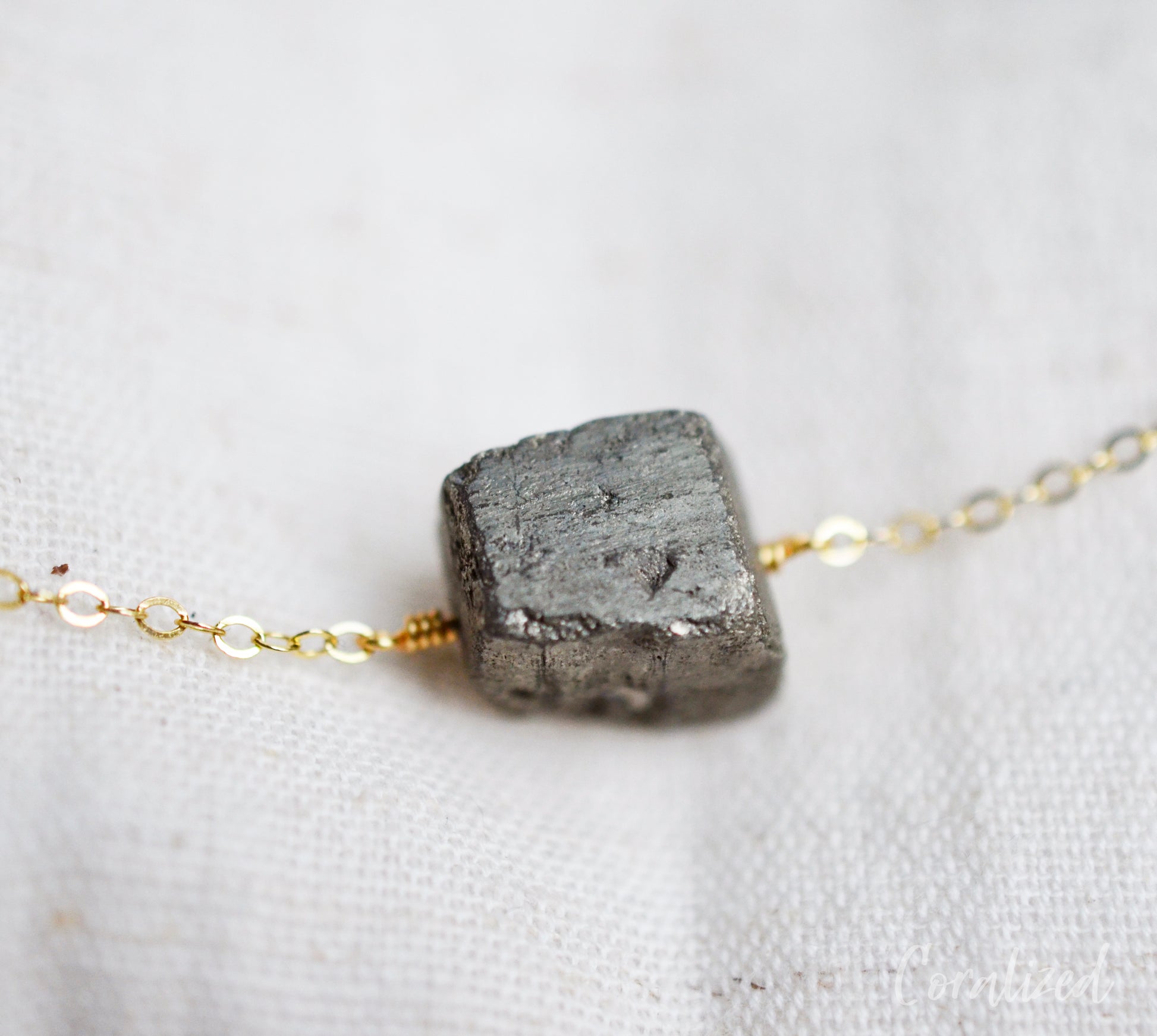 Pyrite Cube Necklace 1742, 1946 Raw Pyrite Necklace, Pyrite Crystal Necklace, Sterling Silver or 14kt Gold Filled – GEMNIA
