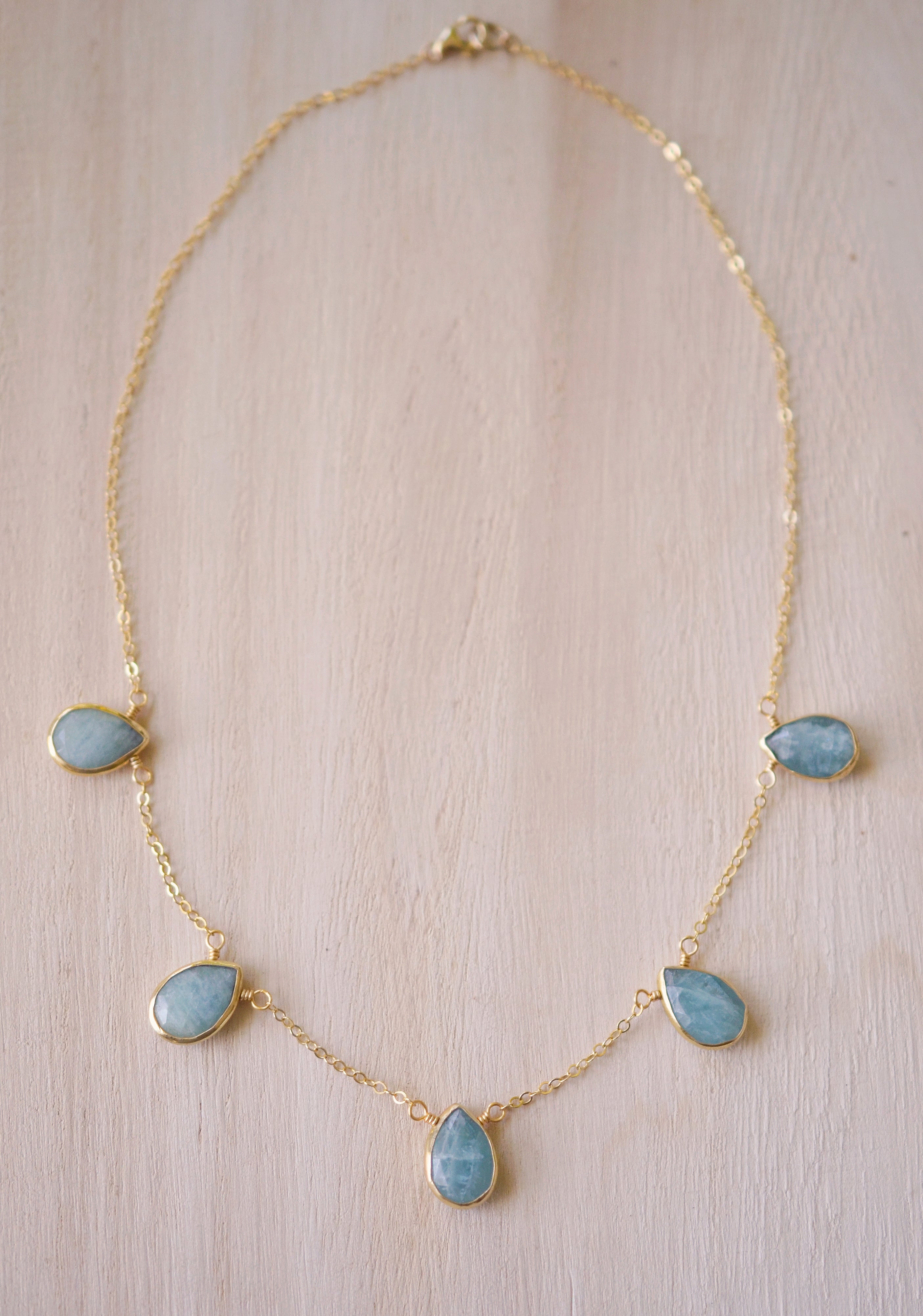 14Kt Gold Natural Aquamarine Teardrop Pendant Necklace | eBay