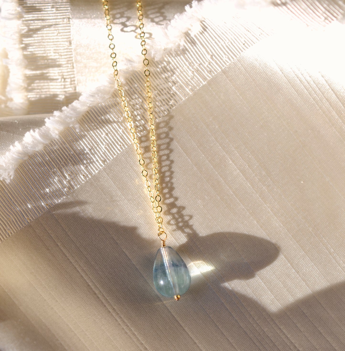 Natural Fluorite Necklace, Sterling Silver or 14k Gold Filled Chain