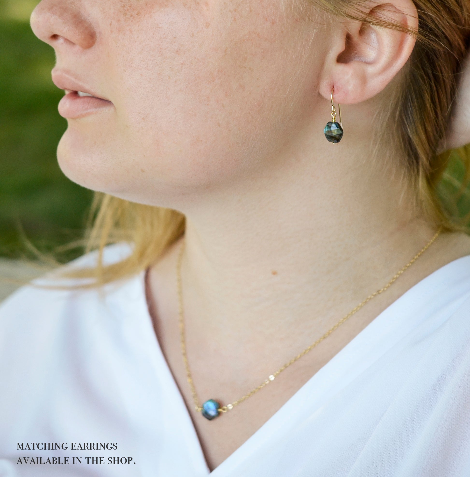 Labradorite Necklace, 14k Gold Filled or Sterling Silver, Natural Flash Labradorite Pendant, Dainty, Hexagonal, Gemstone Jewelry