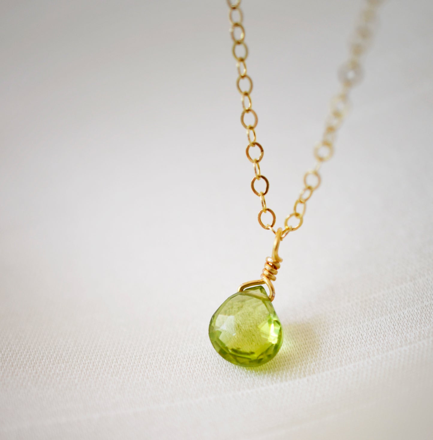Peridot Teardrop Necklace, Sterling Silver or Gold Filled