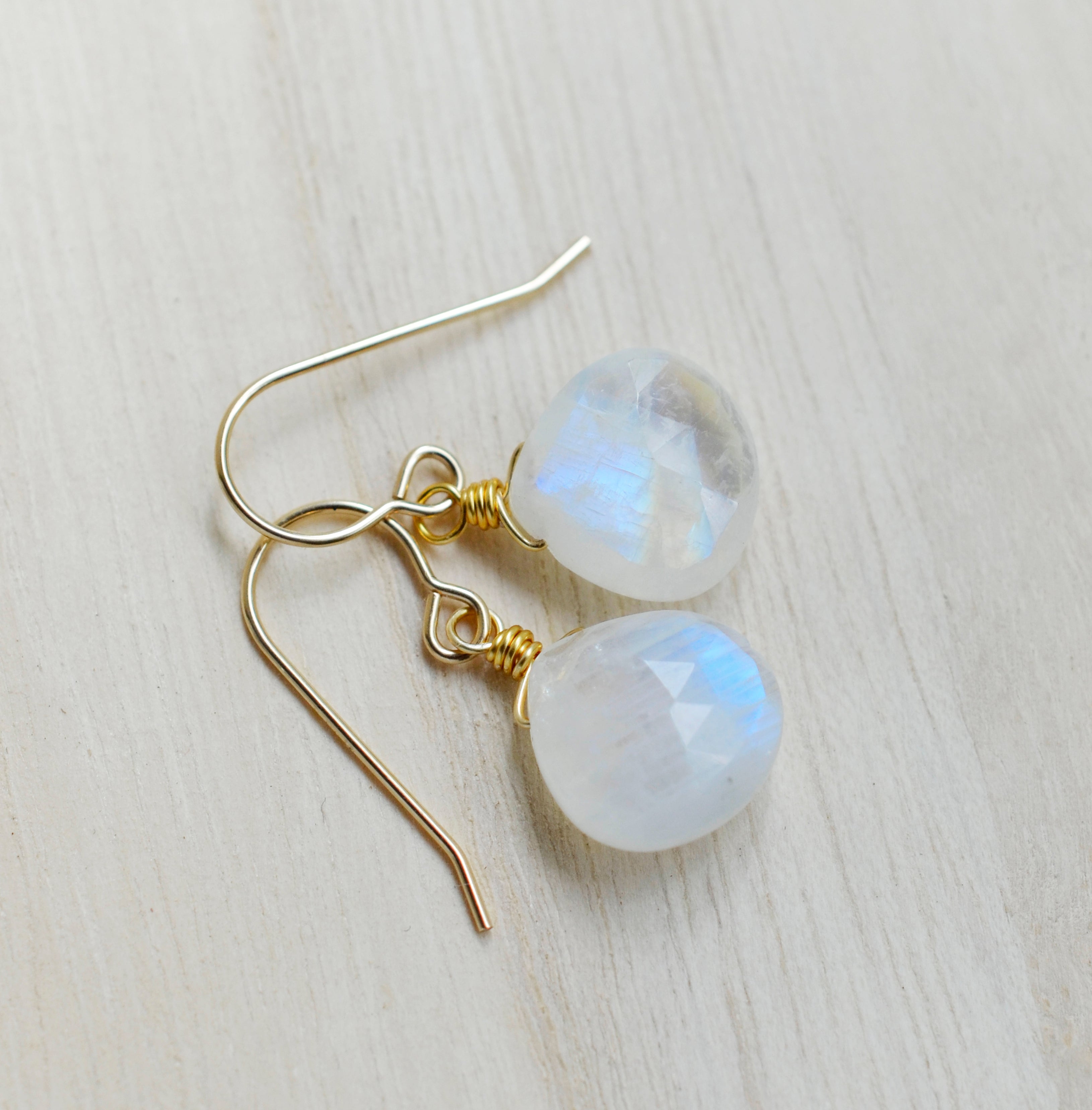 Rainbow Moonstone Silver Earrings Natural Gemstone Rainbow Marquise Silver  — Discovered