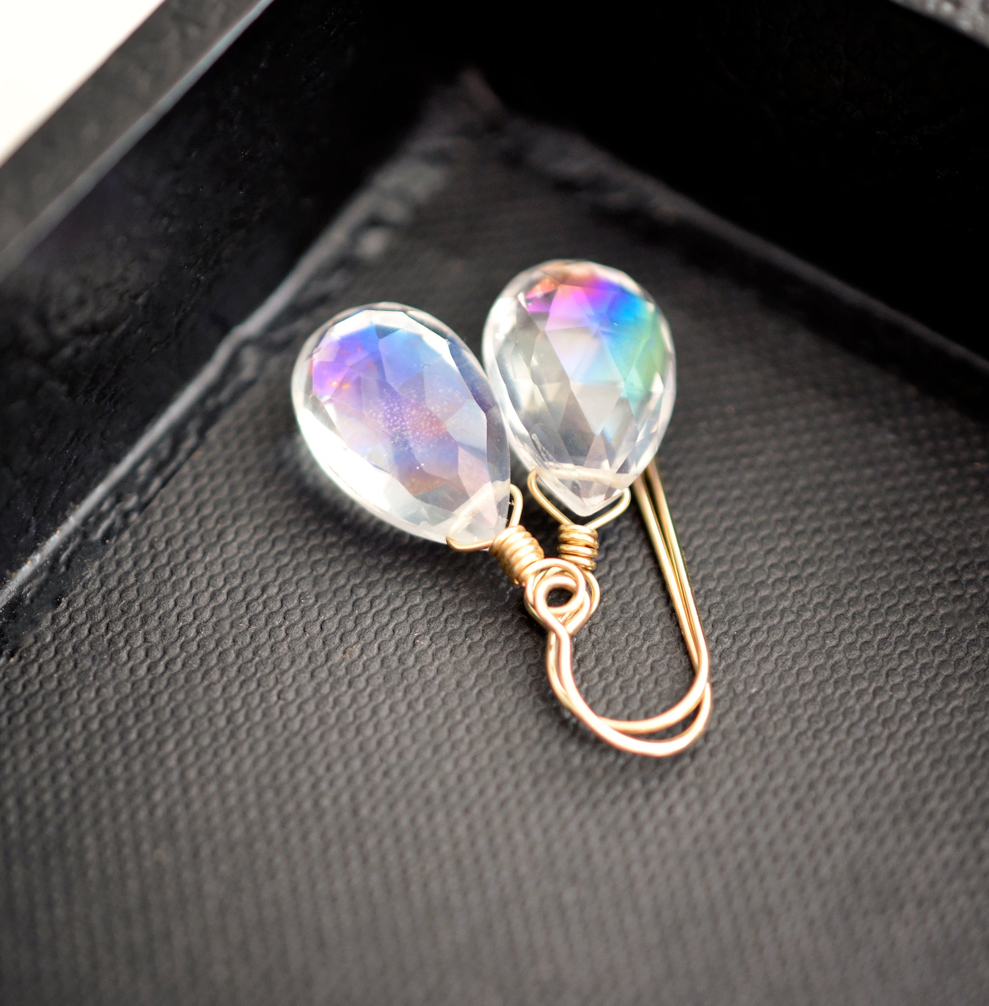 Rainbow Topaz Dangle Earrings. 