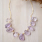 large amethyst necklace, raw pale purple amethyst crystals, gold, sterling silver, raw